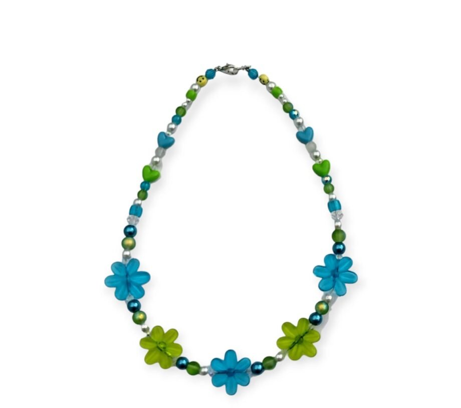 Collar Flores Verde-Azul